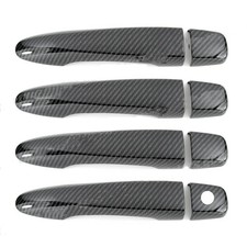 Set For 20-25 Nissan Versa Glossy Black Carbon Fiber Side Door Handle Cover Trim