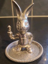 Seba - Silver Plate - Rabbit Ring trinket holder - England - 9cm - Vintage - VGC