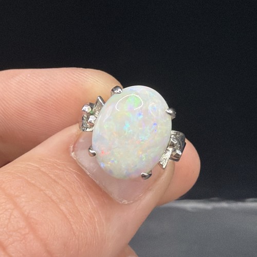 White opal ring antique - white,