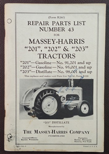 1942 massey harris 201 202 - 202, 203