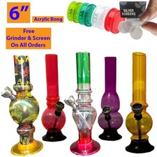 Acrylic Bong Water Pipe 6 Inch 15cm Free Grinder Random Design Shisha Smoke New