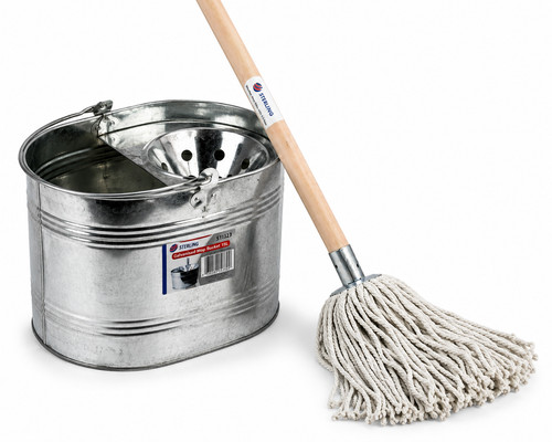 15l galvanised mop bucket with - mop,