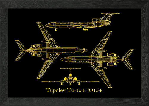 Tupolev tu154 blueprint framed - tupolev,
