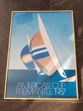Stewart Merrett 1987 Americas Cup art deco print/poster. Vintage 80s