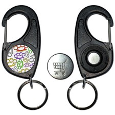 Knuckle Duster Pattern Carabiner £1/€1 Token Key Ring (65mm x 33mm)