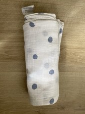 Aden and Anais white & blue polkadot large swaddle muslin