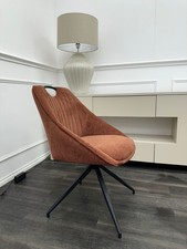 FV Jai Rust Orange Fabric Swivel Dining Chair With Handle (Choose Quantity)