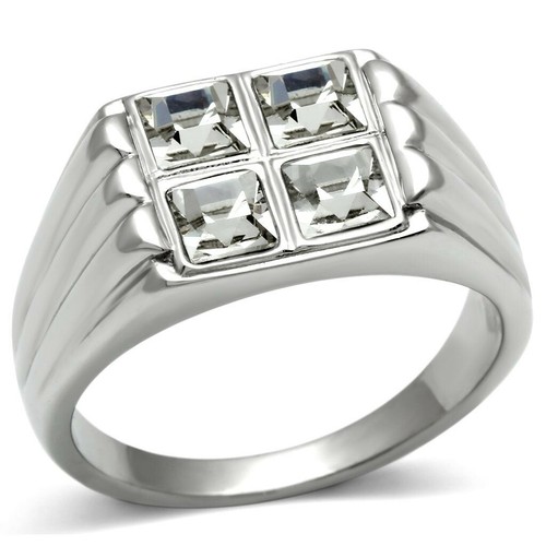 Mens silver ring princess cut - mens,