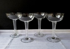 Antique Set of Four Edwardian Crystal Hollow Stem Champagne / Cocktail Coupes