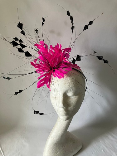 Cerise blackfeather fascinator - cerise/blackfeather,