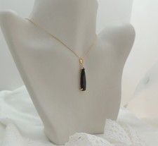 Vintage Art Deco 1920's Inspired Jet Black Diamond Paste CZ Drop Necklace 💗
