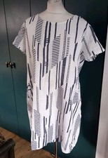 Luella 100% Cotton Dress M 10 12 White Blue Tunic Lagenlook Summer Woven