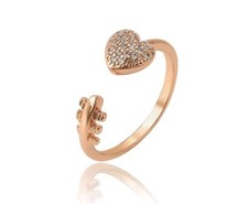 9ct 9k Rose Gold Plated Thumb Finger MIdi Toe Adjustable Heart Ring Size M 1219