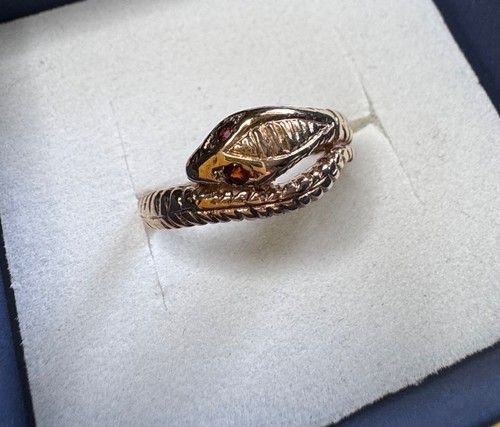 Vintage 9ct gold snake ring - vintage,
