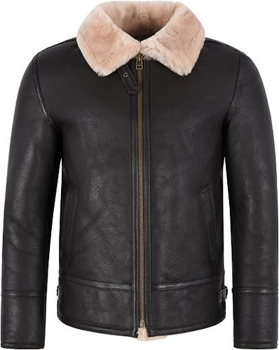 Men black sheepskin leather - men's,