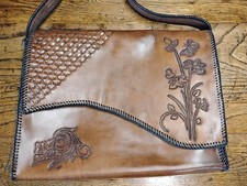 Large handcrafted leather - , bag