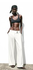 Zara White Trousers with Crossover Waist - size XS- Ref. 1478/028