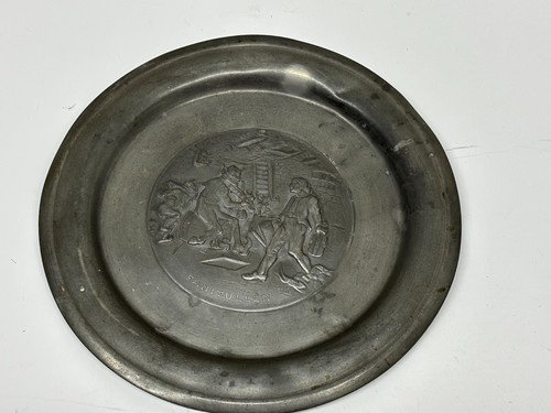 Vintage pewter plate - vintage, 7-1/2"