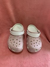 Pink Glittery  Crocs  Glitter Size J 3 ( Glitter Worn On Back As Shown )Junior 3