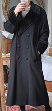 True Vintage Maxi black a line coat jacket Cashmere wool swing 14 goth victorian