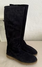 Ladies Gabor knee high suede leather boots size 7 1/2 very dark navy, slim calf