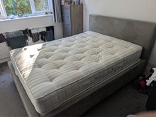 king size John Lewis Emily bed with mattress and headboard and 2 drawers