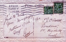 Genealogy Postcard - Axtell?, Rosedene, 83 Kingston Road, Ewell, Surrey  GL3911