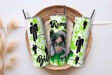 Personalised Billie Eilish Thermal Tumbler Reusable 20oz/560ml  green stickman