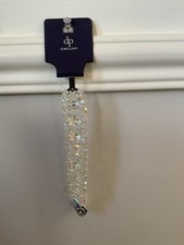 Stunning Clear Crystal Beaded Bracelet & Silver Metal Slide Closure, Length 18cm