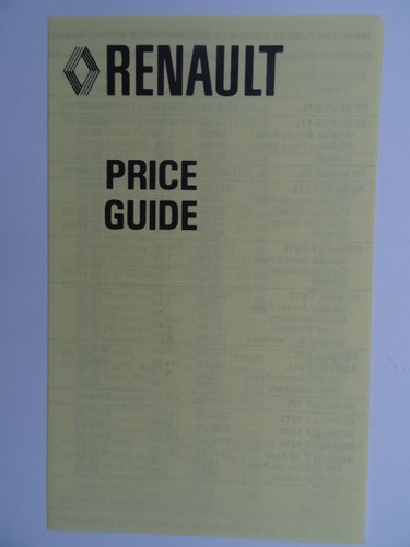 Renault price guide 1976 - uk,