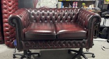 Oxblood Red leather chesterfield 2 Seat sofa UK DELIVERY £90