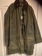 Barbour Border Wax Jacket Coat Green Size C 34
