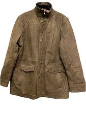 Hoggs of Fife Original Vintage Leather Field Jacket XL Khaki Hunting Shooting