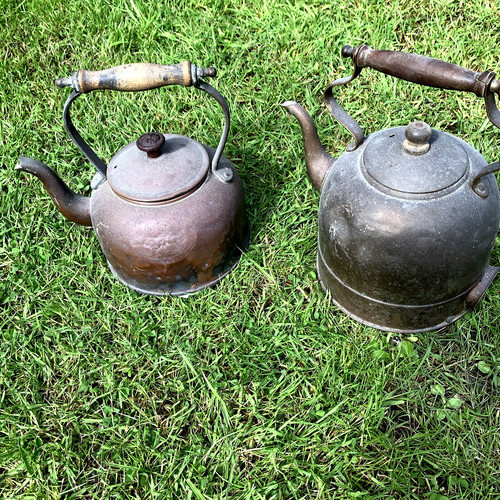 Two antique copper - copper, brass