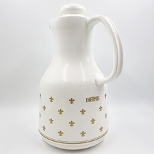 Thermos Carafe 1L - White Retro Style Jug - Classic Vacuum Flask 1970s - 80s VTG