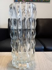 Fidenza Vetraria Mid Century Italian Pressed Glass Vase 9"Tall 4"Diameter Mint.