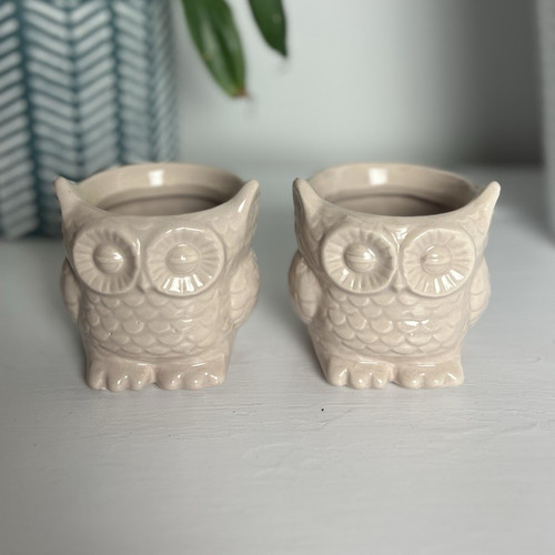 Pastel pink ceramic owl - 2,