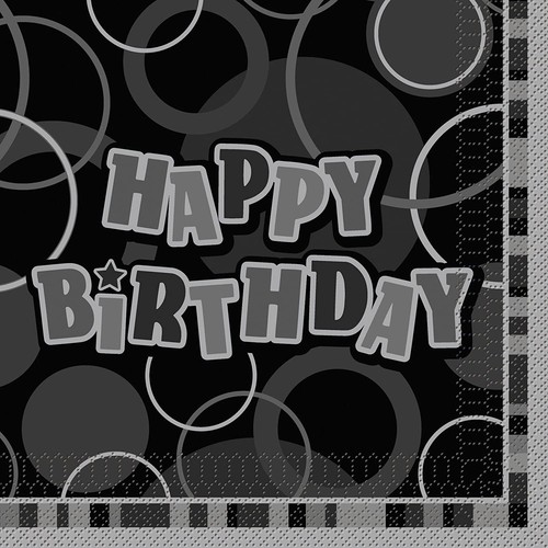 Black glitz numbered birthday - black,
