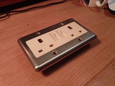 Vintage Chrome 1960s MK Double Plug Socket 