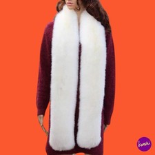 LDFWAY Unisex Faux Fur Scarf, Long Wrap Stole, White, One Size