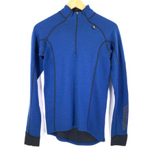Helly Hansen 1/4 Zip Base Layer Top Medium Mens Long Sleeve Stripes Blue Shirt
