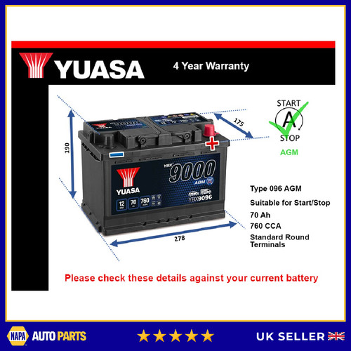 Agm car battery fits lotus - agm,