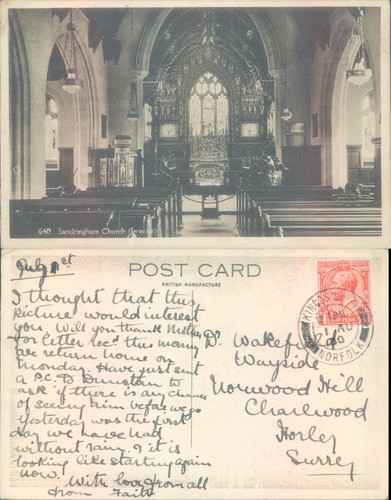 Sandringham church interior - church,