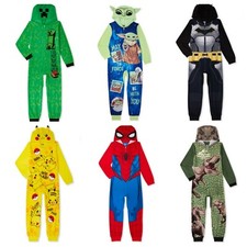 Licensed Boy's One-Piece Full-Zip Hooded Blanket Pajama Sleepwear Sleeper: 4-16