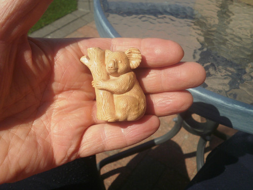 Carved wood netsuke koala - , bear