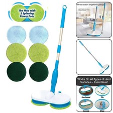 Electric Floating Mop Rechargeable Cordless Floor Cleaner with 6 Cleaning Pads