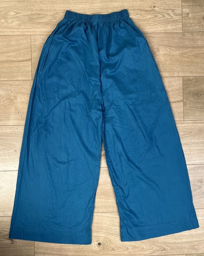 Teal blue wide leg cotton - wide,