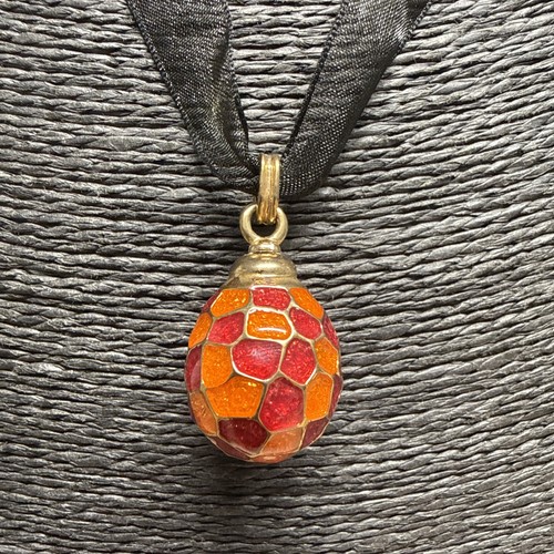 Retro enamel egg pendant - enamel,