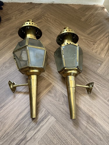 Antique brass carriage lamps - antique,