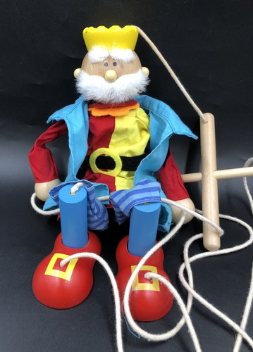 Vintage wooden king marionette - vintage,